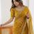 Yellow woven design zari satin heavy work saree