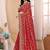 Red woven design zari heavy work saree