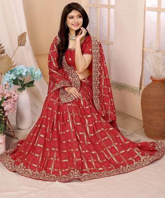 Red woven design zari heavy work saree 4