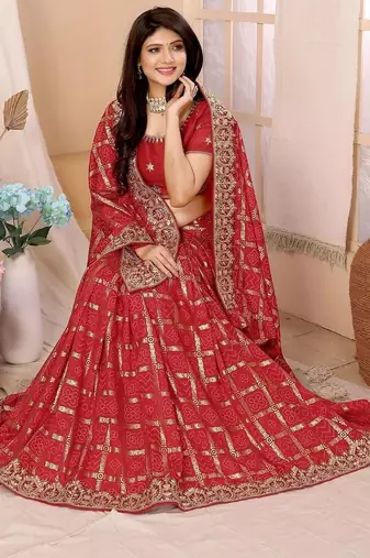 Red woven design zari heavy work saree