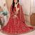 Red woven design zari heavy work saree