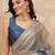 Multicolor floral satin fusion saree