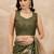 Olive floral printed embellished saree with unstitched blouse piece