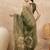 Olive floral printed embellished saree with unstitched blouse piece