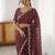 Maroon leheriya embroidered satin designer saree