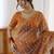 Orange woven design embroidered satin designer saree