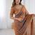 Orange woven design embroidered satin designer saree
