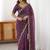 Purple embellished embroidered satin heavy work saree