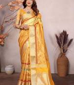 Yellow woven design zari saree