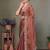 Copper embellished embroidered satin heavy work saree