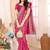 Pink woven design zari heavy work saree
