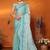 Sea green floral embroidered heavy work saree