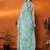 Sea green floral embroidered heavy work saree