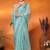Sea green floral embroidered heavy work saree