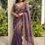 Purple embellished embroidered satin heavy work saree