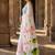White floral linen blend designer block print saree