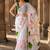 White floral linen blend designer block print saree