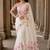 Off white floral linen blend designer block print saree