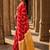 Red tie and dye linen blend designer block print saree