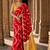 Red tie and dye linen blend designer block print saree