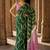 Green bandhani linen blend designer block print saree