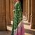 Green bandhani linen blend designer block print saree