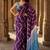 Purple tie and dye linen blend designer block print saree