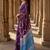 Purple tie and dye linen blend designer block print saree