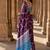 Purple tie and dye linen blend designer block print saree