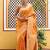 Yellow yellow organza  dual tone ethnic motif saree with unstitched blouse piece