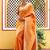 Yellow yellow organza  dual tone ethnic motif saree with unstitched blouse piece