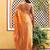 Yellow yellow organza  dual tone ethnic motif saree with unstitched blouse piece