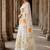 Off white floral linen blend designer block print saree