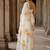Off white floral linen blend designer block print saree