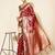 Maroon maroon organza  ethnic motifs saree with unstitched blouse piece