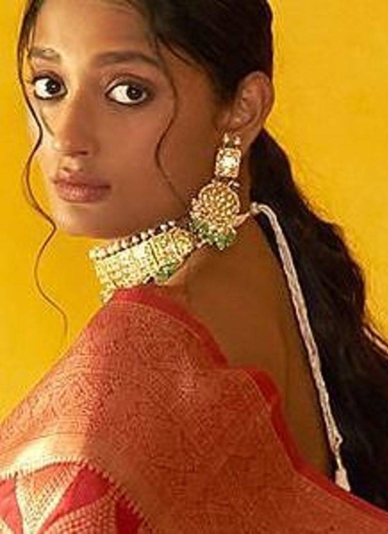 Red woven design zari organza kanjeevaram saree