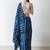 Navy blue striped saree with blouse piece