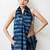 Navy blue striped saree with blouse piece