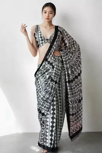 Black silk blend saree