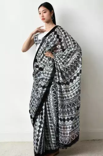 Black silk blend saree