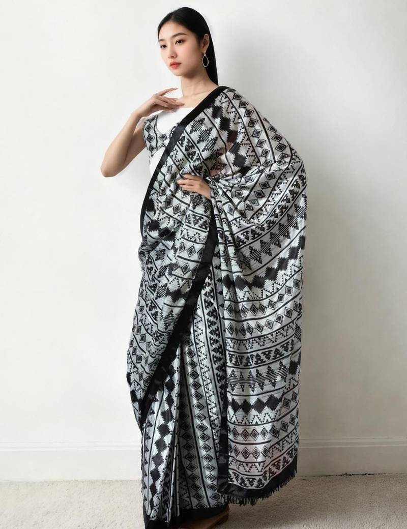 Black silk blend saree