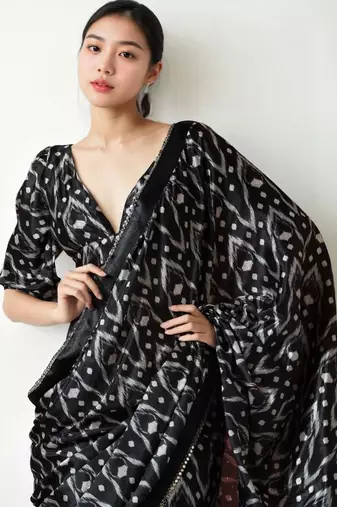 Black silk blend saree