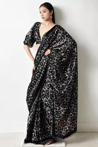 Black silk blend saree