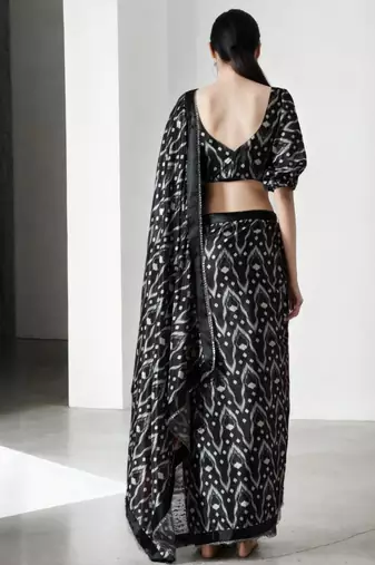 Black silk blend saree