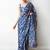 White abstract printed ready to wear saree