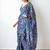 White abstract printed ready to wear saree