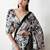White floral print monochrome saree with unstitched blouse piece