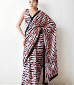 Peach floral printed ready to wear saree