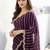 Purple embellished zari satin heavy work saree