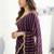 Purple embellished zari satin heavy work saree